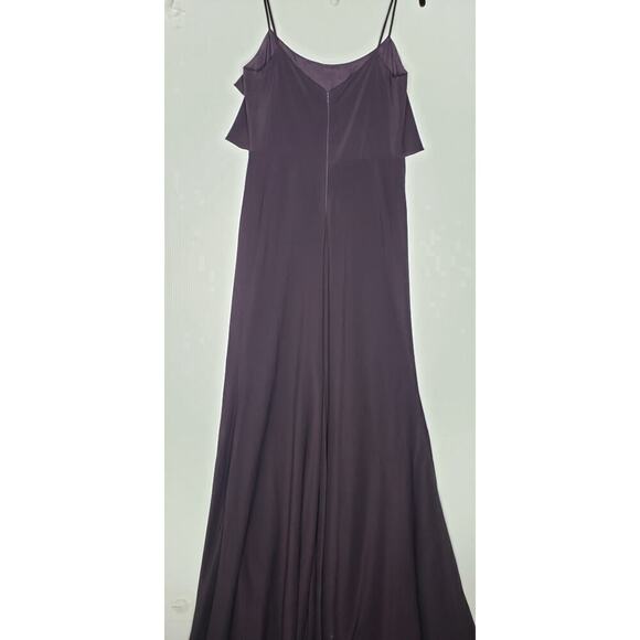 Jenny Yoo Bridesmaid Raisin Purple Flutter Spaghetti Strap Gown Long Dress 8 - Picture 12 of 12